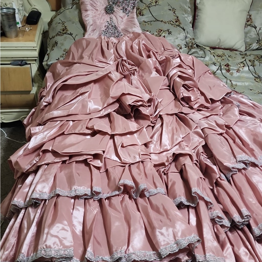 RAGAZZA Pink quinceañera Dress with Silver Accents